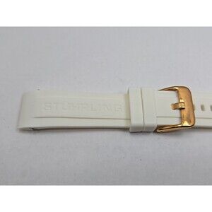 Stuhrling Original 20MM White Rubber Watch Band Rose Gold Buckle Replacement